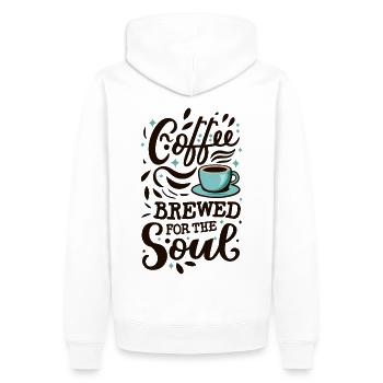 Coffee Brewed For The Soul Kaffee Spruch - Männer Premium Bio Hoodie - Weiß - Hinten - Nico (187cm)
