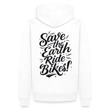 Sauvez la Terre Ride Bikes Cyclisme Dicton - Sweat à capuche Premium bio Homme - blanc - Dos - Nico (187cm)