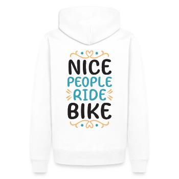 Les gens sympas font du vélo en disant citation - Sweat à capuche Premium bio Homme - blanc - Dos - Nico (187cm)