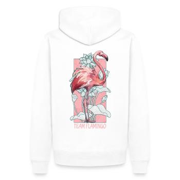 Équipe Flamingo Aquarelle Aquarelle Animaux - Sweat à capuche Premium bio Homme - blanc - Dos - Nico (187cm)
