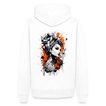 Abstrait coloré jeune femme Graffiti Art - Sweat à capuche Premium bio Homme - blanc - Dos - Nico (187cm)
