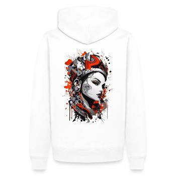 Abstrait coloré jeune femme Graffiti Art - Sweat à capuche Premium bio Homme - blanc - Dos - Nico (187cm)