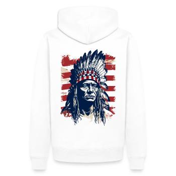 Indianer Federschmuck Native Spirit - Männer Premium Bio Hoodie - Weiß - Hinten - Nico (187cm)
