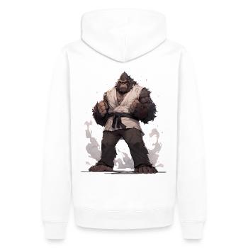 Bigfoot Karate Martial Arts MMA Kawaii Kampfsport - Männer Premium Bio Hoodie - Weiß - Hinten - Nico (187cm)