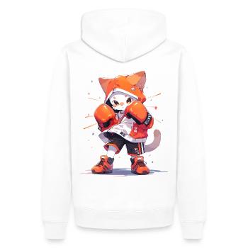 Lustige Katze Boxen MMA Kawaii Kampfsport Tiere - Männer Premium Bio Hoodie - Weiß - Hinten - Nico (187cm)