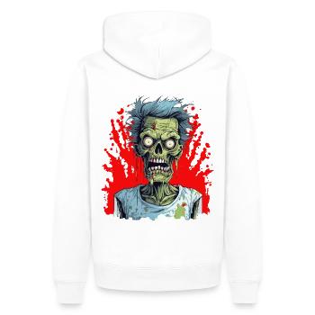 Halloween Horreur Effrayante Zombie - Sweat à capuche Premium bio Homme - blanc - Dos - Nico (187cm)