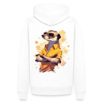Suricate cool Sarfari amoureux de l’Afrique - Sweat à capuche Premium bio Homme - blanc - Dos - Nico (187cm)
