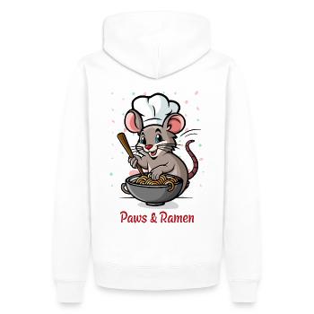 Paws and Ramen Lustige Ratte Tier Sprüche - Männer Premium Bio Hoodie - Weiß - Hinten - Nico (187cm)