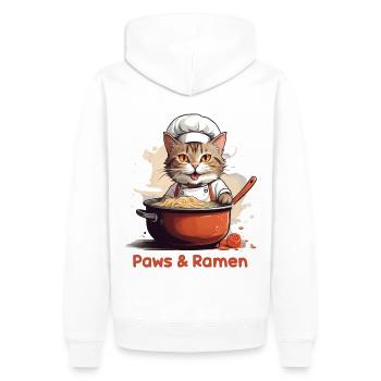 Pattes et Ramen Drôles De Chats Amoureux Des Animaux - Sweat à capuche Premium bio Homme - blanc - Dos - Nico (187cm)