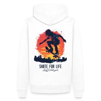 Skateboarder Skateboard Skate Skater Sonne - Männer Premium Bio Hoodie - Weiß - Hinten - Nico (187cm)