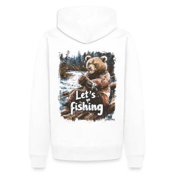 Let's Go Fishing Bear Fishing Fishing - Men’s Premium Organic Hoodie - white - Back - Nico (187cm)