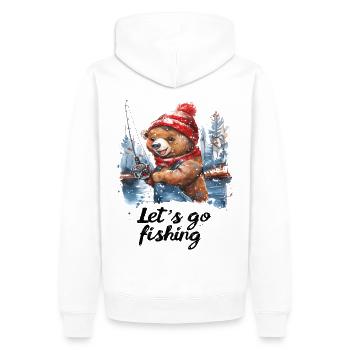 Let's Go Fishing Bear Fishing Fishing - Men’s Premium Organic Hoodie - white - Back - Nico (187cm)
