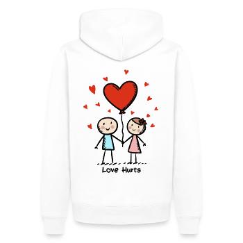 Strichmännchen Liebespaar Pärchen Valentinstag - Männer Premium Bio Hoodie - Weiß - Hinten - Nico (187cm)