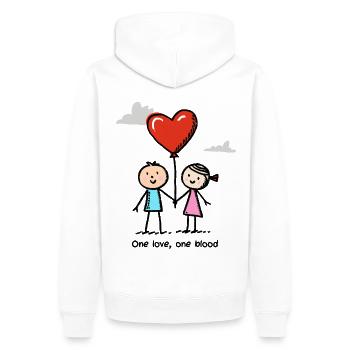 Strichmännchen Liebespaar Pärchen Valentinstag - Männer Premium Bio Hoodie - Weiß - Hinten - Nico (187cm)