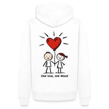 Strichmännchen Liebespaar Pärchen Valentinstag - Männer Premium Bio Hoodie - Weiß - Hinten - Nico (187cm)