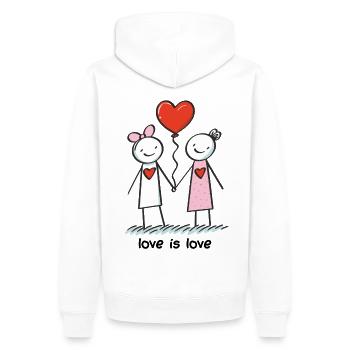 Stick Figure Lesbiennes Amoureuses Amour - Sweat à capuche Premium bio Homme - blanc - Dos - Nico (187cm)