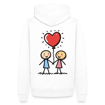 Stick Figure Amoureux Couple Couple Amour - Sweat à capuche Premium bio Homme - blanc - Dos - Nico (187cm)