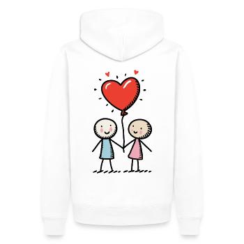 Stick Figure Amoureux Couple Couple Amour - Sweat à capuche Premium bio Homme - blanc - Dos - Nico (187cm)