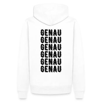 Genau Lustiger Spruch - Männer Premium Bio Hoodie - Weiß - Hinten - Nico (187cm)