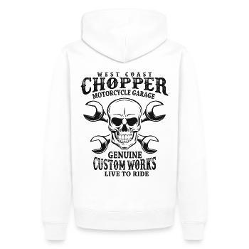 Totenkopf Biker Spruch West Coast Chopper - Männer Premium Bio Hoodie - Weiß - Hinten - Nico (187cm)