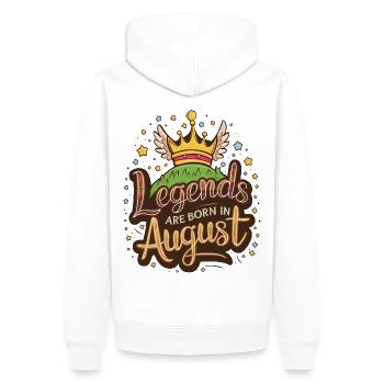 Les légendes naissent en août Anniversaire - Sweat à capuche Premium bio Homme - blanc - Dos - Nico (187cm)
