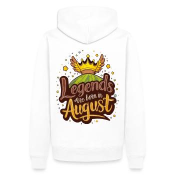Les légendes naissent en août Anniversaire - Sweat à capuche Premium bio Homme - blanc - Dos - Nico (187cm)