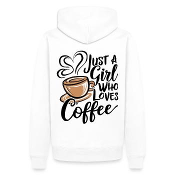 Juste une fille qui aime le café Amateur de café - Sweat à capuche Premium bio Homme - blanc - Dos - Nico (187cm)