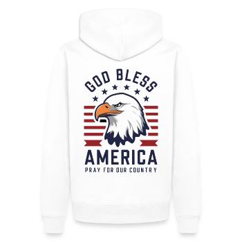 Que Dieu bénisse l’Amérique - Priez pour notre pays États-Unis - Sweat à capuche Premium bio Homme - blanc - Dos - Nico (187cm)