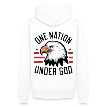 Amérique États-Unis Dire Une Nation sous Dieu 4 juillet - Sweat à capuche Premium bio Homme - blanc - Dos - Nico (187cm)