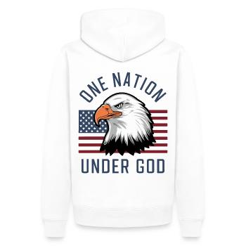Amérique États-Unis Dire Une Nation sous Dieu 4 juillet - Sweat à capuche Premium bio Homme - blanc - Dos - Nico (187cm)