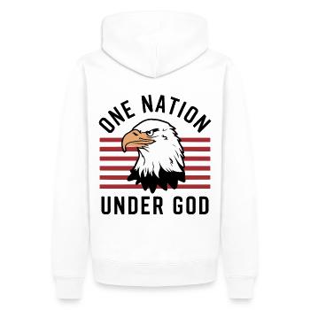 Amérique États-Unis Dire Une Nation sous Dieu 4 juillet - Sweat à capuche Premium bio Homme - blanc - Dos - Nico (187cm)