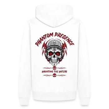 Phantom Presence, Haunting the Haters - Männer Premium Bio Hoodie - Weiß - Hinten - Nico (187cm)