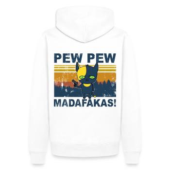 Chat Pew Pew - Sweat à capuche Premium bio Homme - blanc - Dos - Nico (187cm)