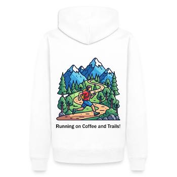 Trailrunner's Fuel - Männer Premium Bio Hoodie - Weiß - Hinten - Nico (187cm)