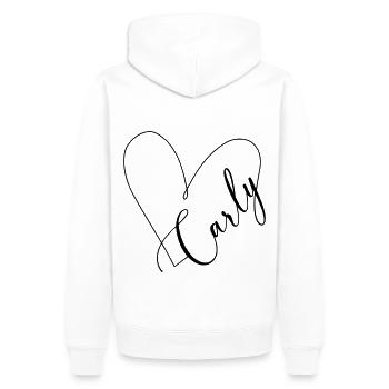 Carly Name Heart Line - Men’s Premium Organic Hoodie - white - Back - Nico (187cm)