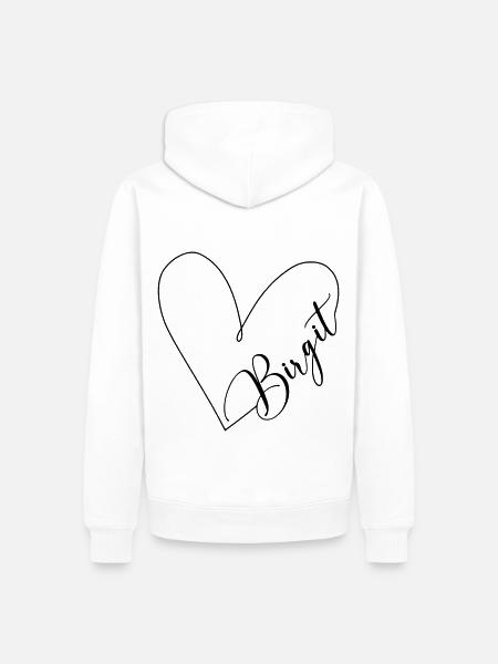 Birgit Name Herzlinie - Männer Premium Bio Hoodie - Weiß