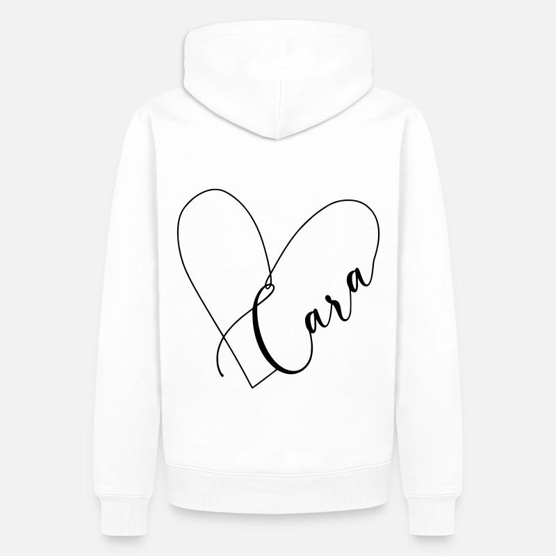 Cara Name Herzlinie - Männer Premium Bio Hoodie - Weiß