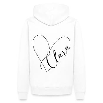 Clara Nom Ligne de coeur - Sweat à capuche Premium bio Homme - blanc - Dos - Nico (187cm)