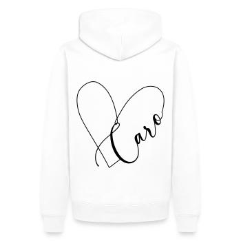 Caro Name Herzlinie - Männer Premium Bio Hoodie - Weiß - Hinten - Nico (187cm)