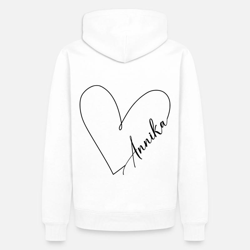 Annika Nom Ligne de coeur - Sweat à capuche Premium bio Homme - blanc
