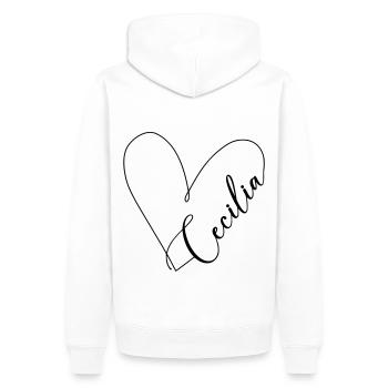 Cecilia Name Herzlinie - Männer Premium Bio Hoodie - Weiß - Hinten - Nico (187cm)