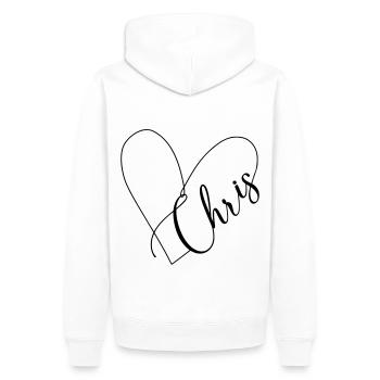Chris Name Herzlinie - Männer Premium Bio Hoodie - Weiß - Hinten - Nico (187cm)