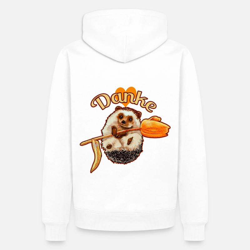 Süßer Igel mit Danke Botschaft - Männer Premium Bio Hoodie - Weiß