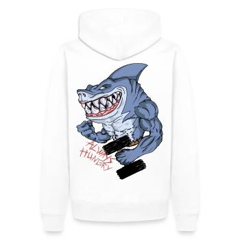 G Shark - Männer Premium Bio Hoodie - Weiß - Hinten - Nico (187cm)