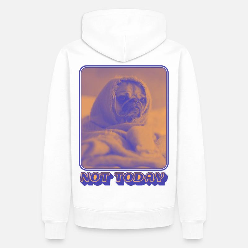Not Today – Müder Mops Vibes - Männer Premium Bio Hoodie - Weiß