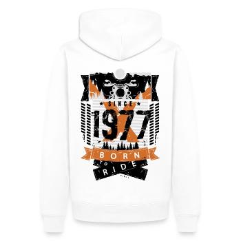 1977 - Sweat à capuche Premium bio Homme - blanc - Dos - Nico (187cm)