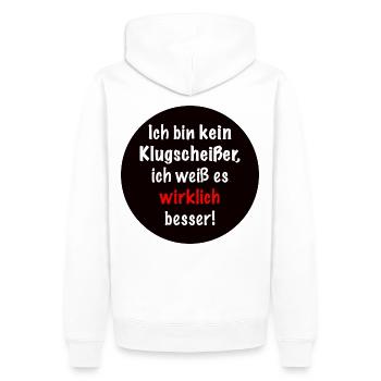 ich bin kein Klugscheißer - Männer Premium Bio Hoodie - Weiß - Hinten - Nico (187cm)