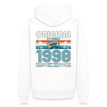 25th Birthday Retro Cassette Best of Octobre 1998 - Sweat à capuche Premium bio Homme - blanc - Dos - Nico (187cm)