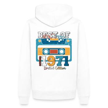 52. Geburtstag Mann Oktober Jahrgang 1971 Kassette - Männer Premium Bio Hoodie - Weiß - Hinten - Nico (187cm)