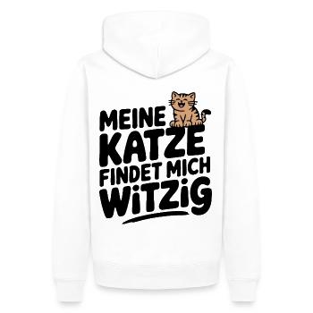 Meine Katze findet mich witzig, Katze Haustier - Männer Premium Bio Hoodie - Weiß - Hinten - Nico (187cm)